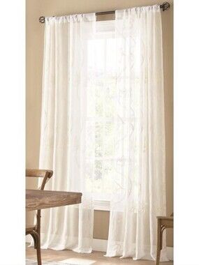 (7x) Allen + Roth Cotton Floral Embroidered Curtain Panels